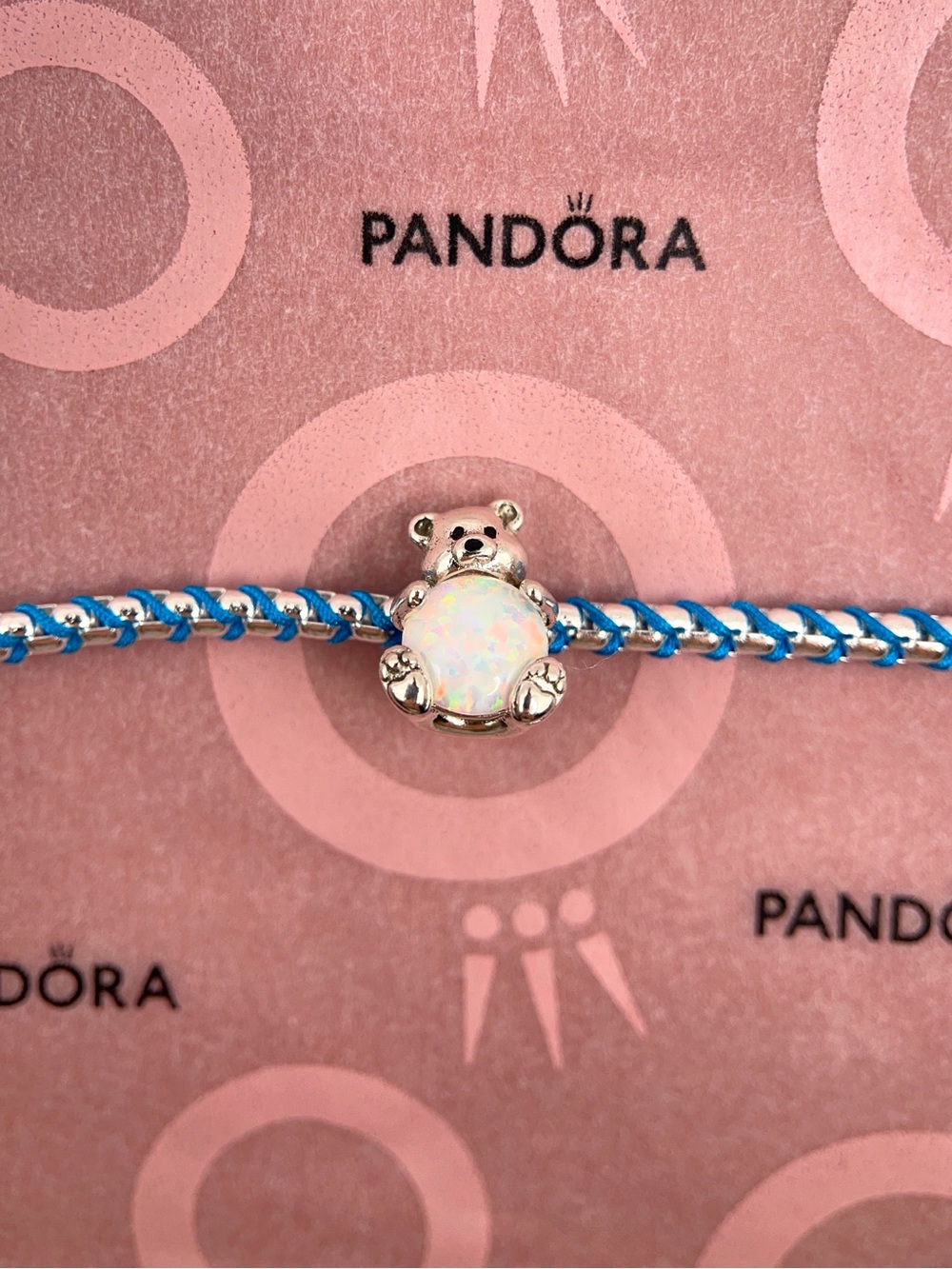 Pandora Sterling Silver Warm Hugs Teddy Bear Opal Charm 793108C01 - Picture 5 of 6